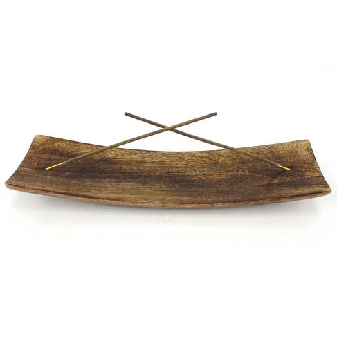 Trough Style Antique Wide Boat Wood Incense Double Burner Hand Made Ash Catcher