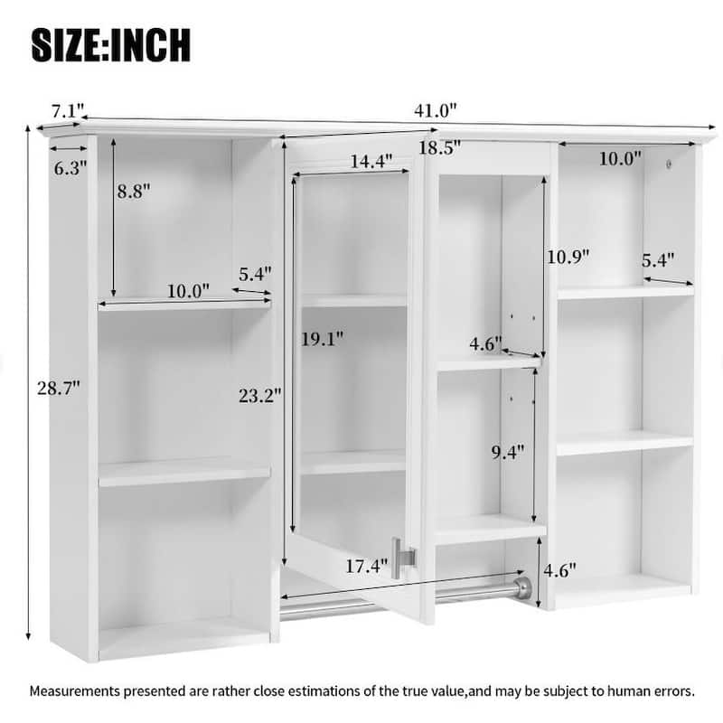 3-in-1 Bathroom Mirror Cabinet, 42 inch Wall Mounted Medicine Cabinet with Adjustable Shelf & Soft Close Door