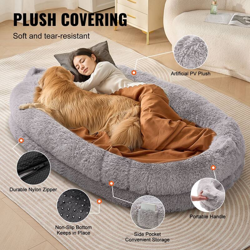 Human Dog Bed for Adult for You and Pet Light Grey