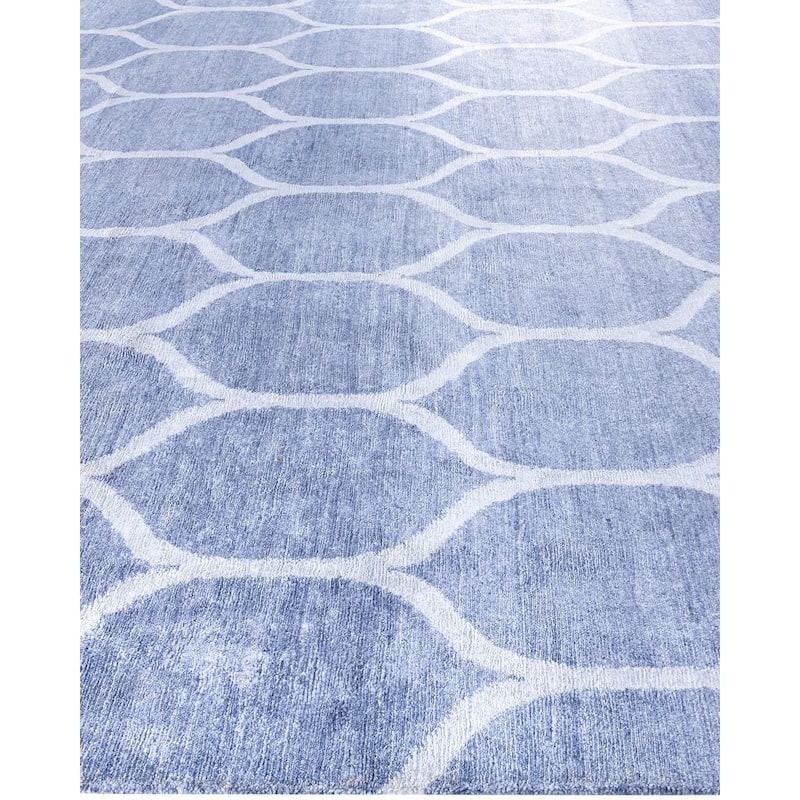 Modern One-of-a-Kind Hand-Knotted Area Rug, Gray - 9' 3" x 12' 1"