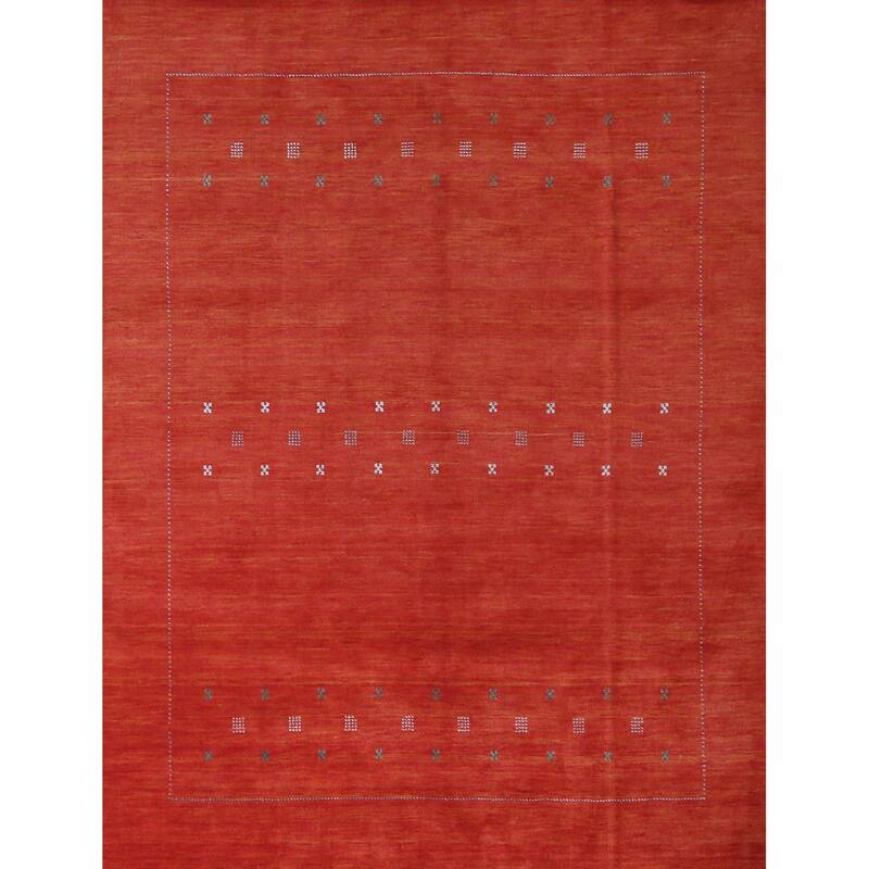 Hand Knotted Oriental 100% Wool Carpet Tribal Tribal Oranges & Rust Gabbeh Area Rug - 9' 7'' X 8' 3''