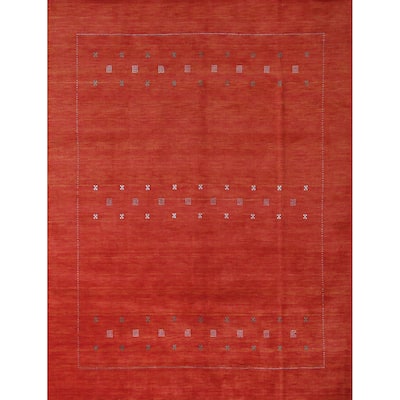 Hand Knotted Oriental 100% Wool Carpet Tribal Tribal Oranges & Rust Gabbeh Area Rug - 9' 7'' X 8' 3''