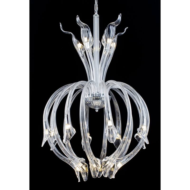 21-Light Chrome Chandelier With Clear Blown Glass