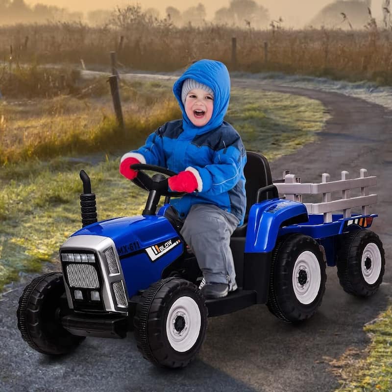 Kids Battery Powered Electric Tractor with Parent Remote Control & Trailer