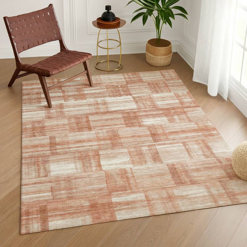 Machine Washable Indoor/ Outdoor Solid Hatches Chantille Rug