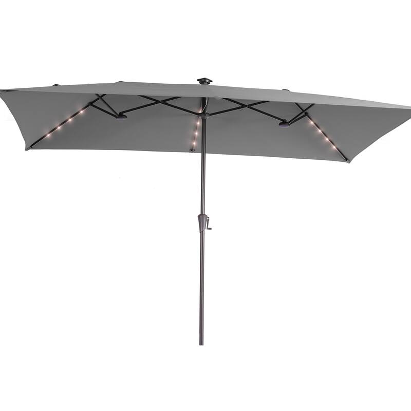 BONOSUKI 11x7/10x6.5ft Solar LED Double-Sided Patio Umbrella with Large Canopy Outdoor Table Umbrella