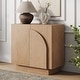 preview thumbnail 37 of 84, Iris Wooden Accent Cabinet, Sideboard Credenza or TV Stand with Arched Cabinet Doors and Adjustable Shelves Single - Raw Oak