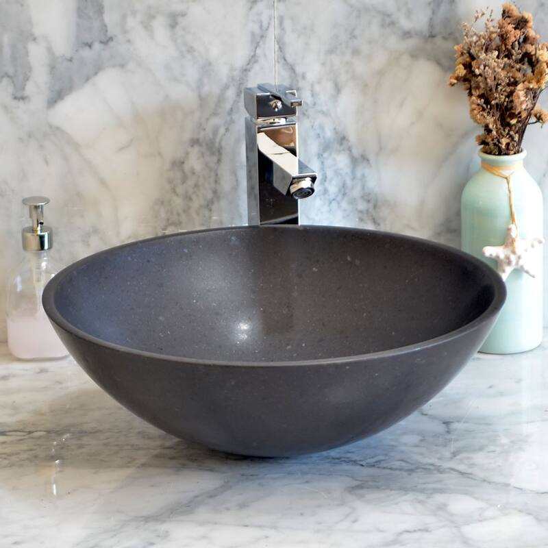 Single Bowl Round Bathroom Sink - 5.5"H x 16.5"W x 16.5"D
