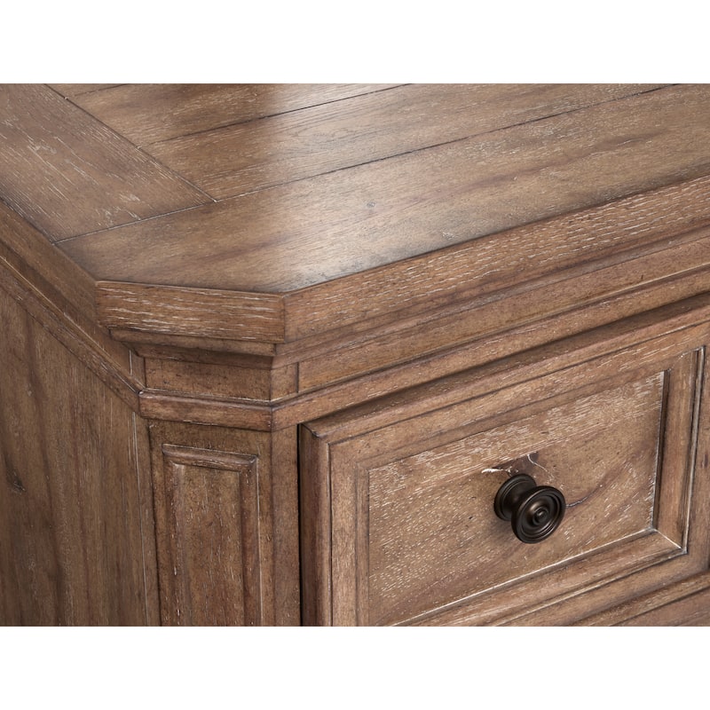 Magnussen Home Adler Court Florentine Walnut Drawer Dresser With Landscape Mirror