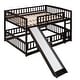 preview thumbnail 24 of 42, Contemporary Modern Style Full Over Full Low Bunk Bed,Solid Wood Bed with Fence and Ladder for Kids,Versatile Bunk Bed