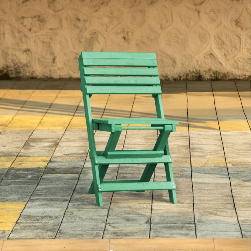 Las Cabos Fully Assembled All-Weather Recycled HDPE Outdoor Folding Bistro Chair - Green