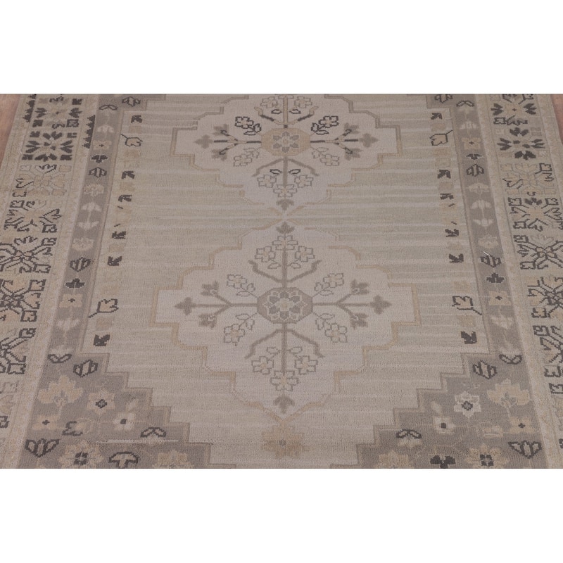 Heriz Serapi Indian Area Rug Handmade Beige Wool Carpet - 8'9" x 11'10"