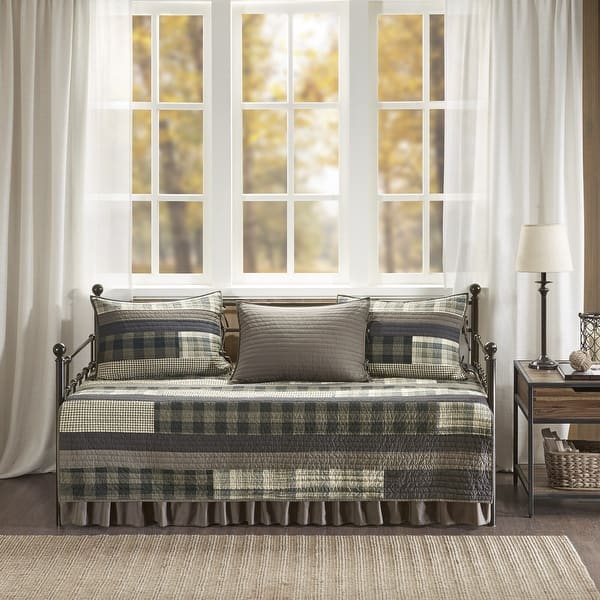 slide 7 of 7, Woolrich Winter Plains Tan/ Gray Year Round Cotton Printed 5 Pieces Day Bed Cover Set Brown