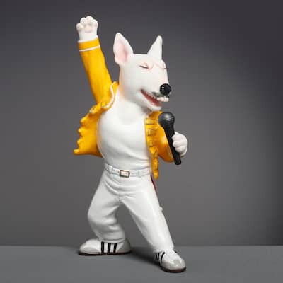 5.12 inches Height Polyresin Bull Terrier Radio Ballad Multicolor Finish Figurine