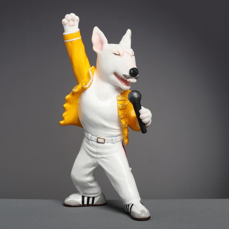 5.12 inches Height Polyresin Bull Terrier Radio Ballad Multicolor Finish Figurine