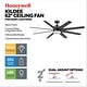 preview thumbnail 2 of 15, 62" Honeywell Kildee Outdoor Ceiling Fan with Color Changing Light, Remote Control - 62 Inches