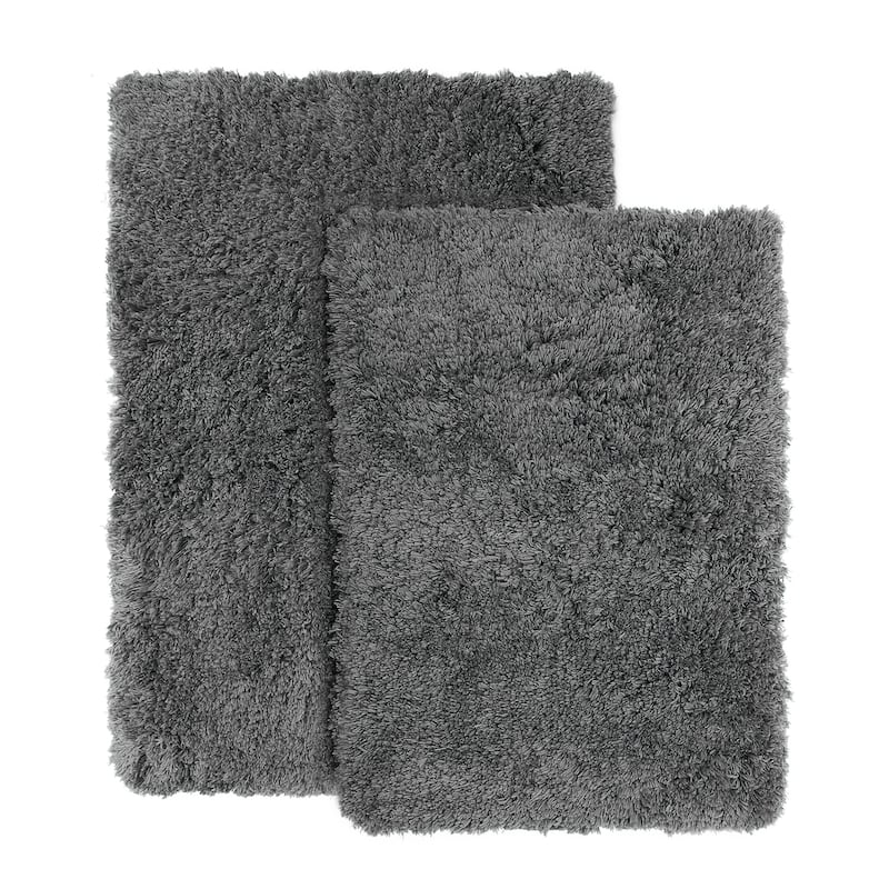 Porch & Den Lorena Shaggy/ Non-slip Rubber Backed Bath Rug Set - 2 Piece Set - Gray