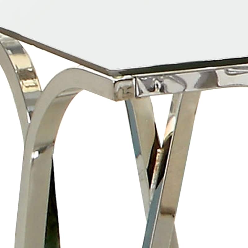24 in. Silver and Clear Square Glass End Table, Sturdy Build End Side Table for Living Rooms