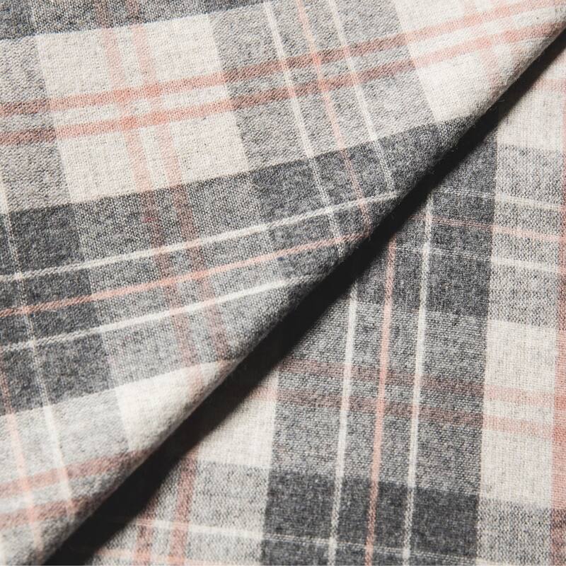 La Rochelle Yarn Dyed Heathered Flannel Bed Sheet Set - grey rose plaid - Full