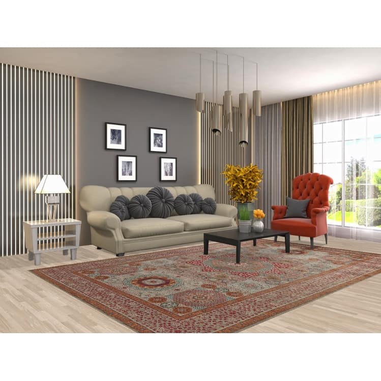 Hand Knotted Oriental 100% Wool Carpet Traditional Medallion Greys & Charcoal Kazak Area Rug - 10' 2'' X 6' 9''