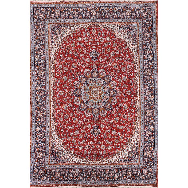 Traditional Red Kashan Turkish Area Rug Oriental Machine-Made Carpet - 9'9" x 12'11"