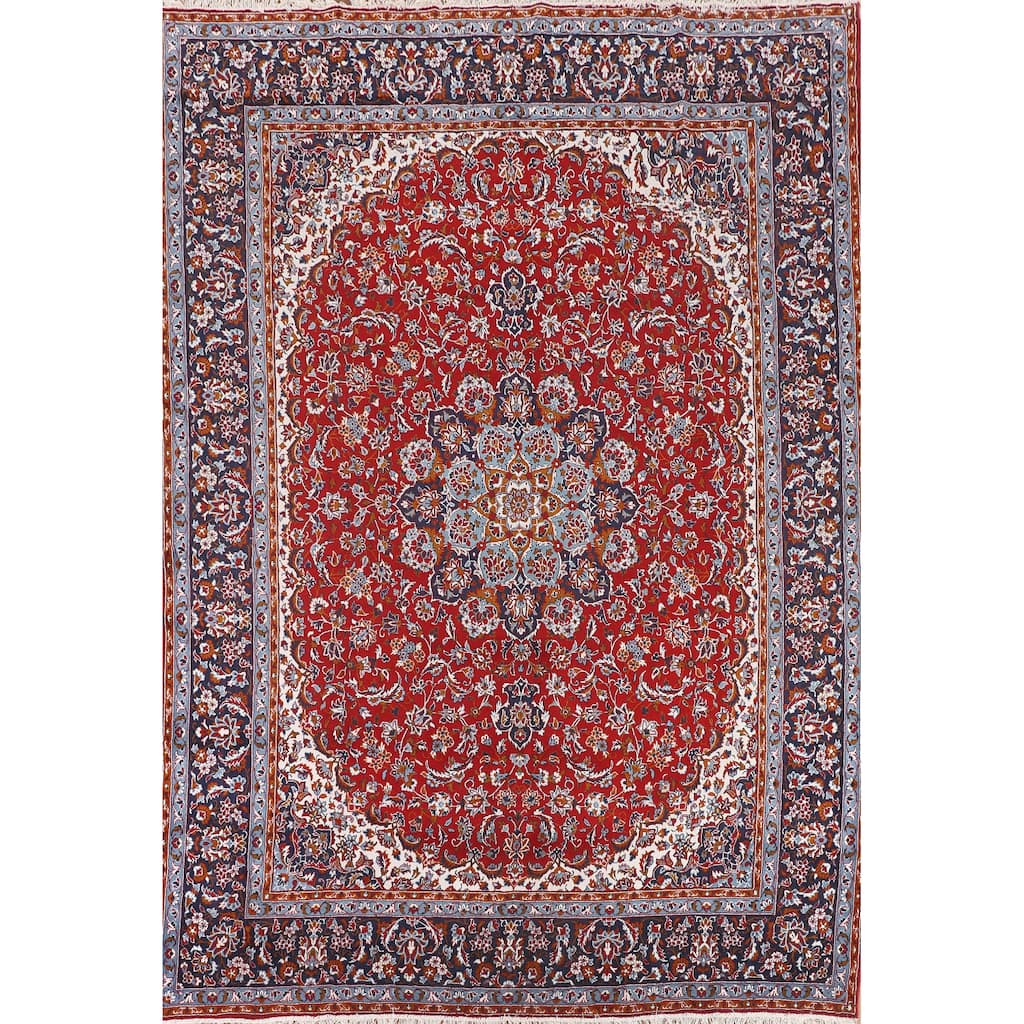 Traditional Red Kashan Turkish Area Rug Oriental Machine-Made Carpet - 9'9" x 12'11"
