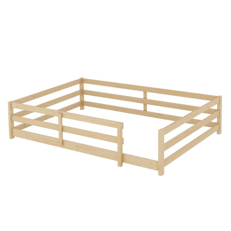 Full Size Floor Bed, Montessori Floor Bed with Fence