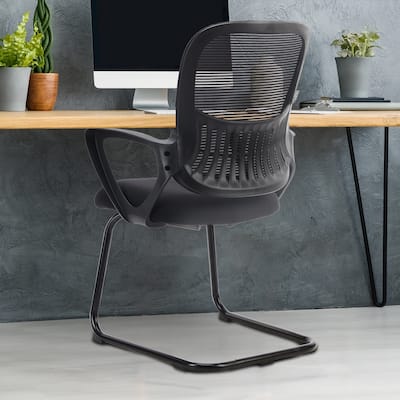 Elegant Armless Conference Chair for Office Waiting Room - Stable No-Wheel Design, 275lbs Capacity