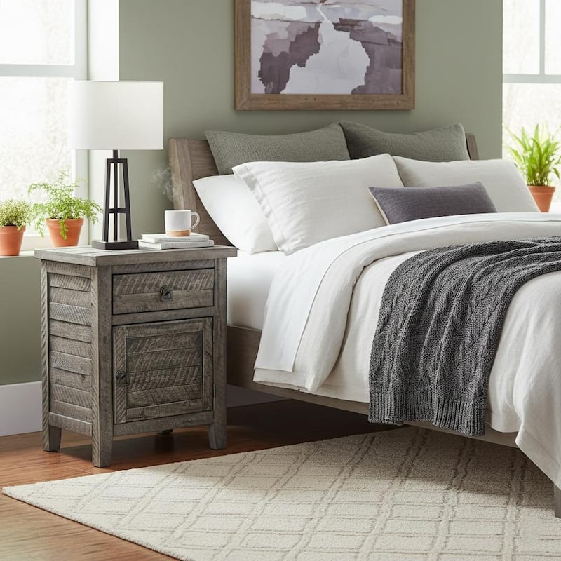 M4H 25" Antique Acacia Wood Nightstand Fully Assembled Reclaimed Look