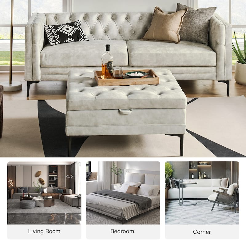 Ipiutak Modern 2 - Piece Upholstered Button-tufted Sectional with Storage Ottoman
