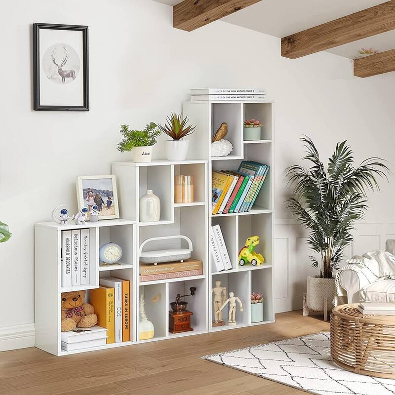 VECELO Wide Wood Organizer Bookcase Sets