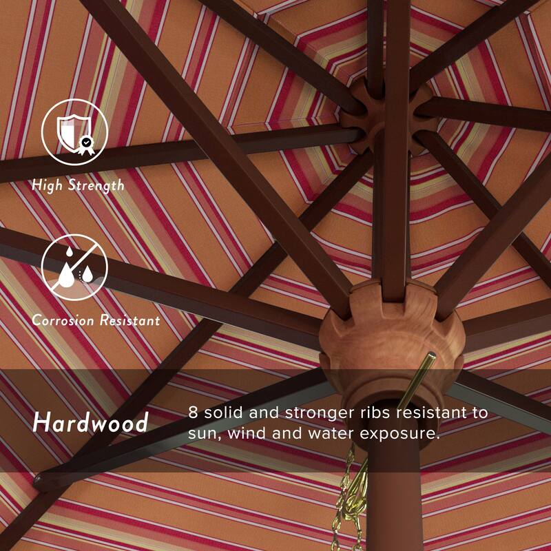 Port Lavaca 7.5ft Round Sunbrella Wooden Patio Umbrella by Havenside Home, Base Not Included