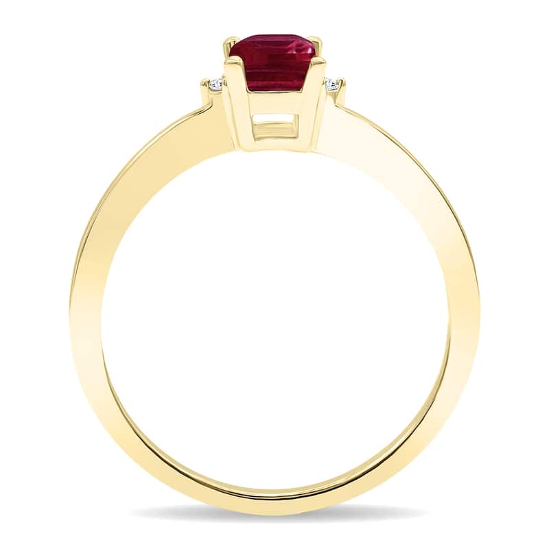 Women's Emerald Cut Ruby and Diamond Classic Band in 10K Yellow Gold