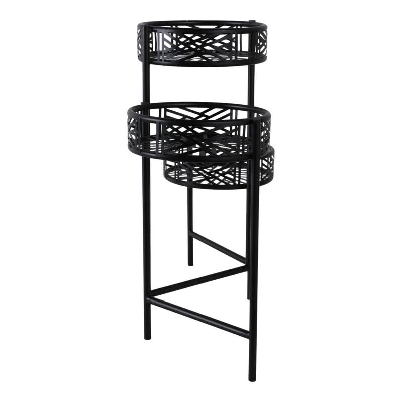 Iron Metal Lattice Design 3-Tier Plant Stand (Set of 3) - 22" Black - 10" x 10" x 22"