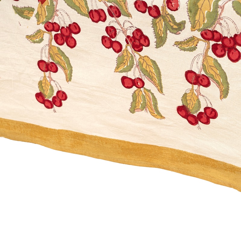 Couleur Nature Cherry Tablecloth - Red/Green - 71" x 142