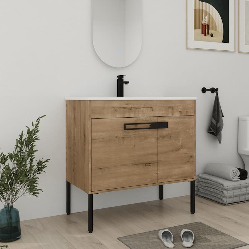 Bathroom Vanity With Sink In 24/30/36 Inch, Floating Bathroom Vanity or Freestanding Vanity With Soft Close Door