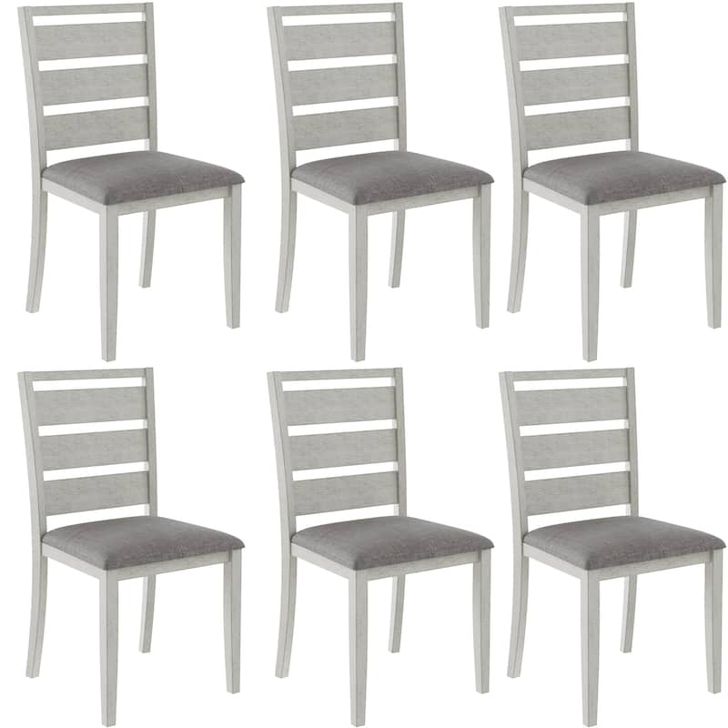 VECELO Solid Wood Dining Chairs Set of 2/4/6 - Set of 6 - Grey