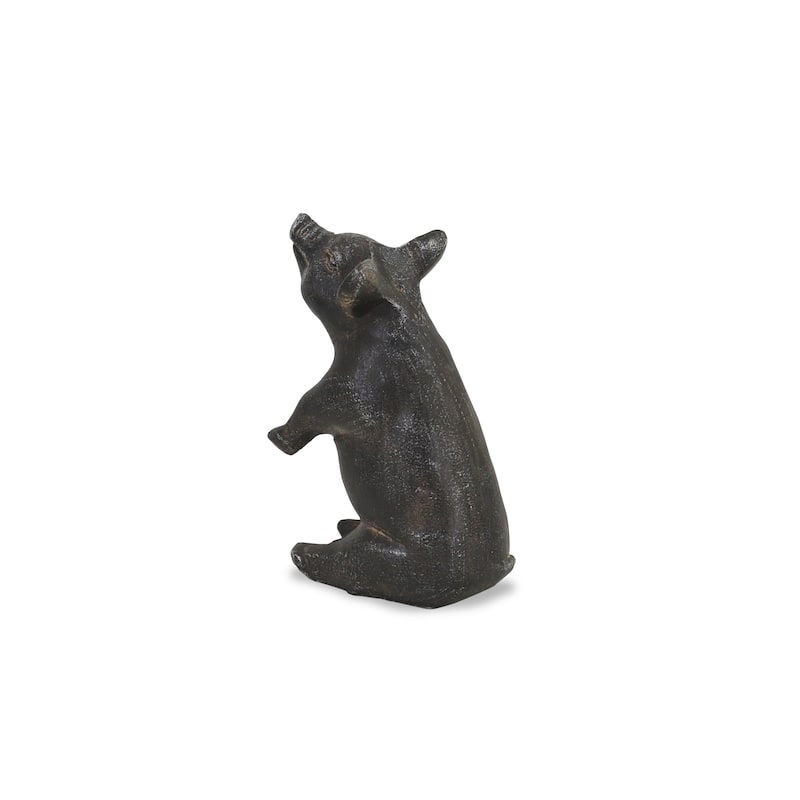 Black Cast Iron Sitting Pig