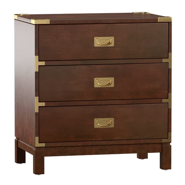 slide 2 of 11, Kedric 3-drawer Goldtone Accent Nightstand by iNSPIRE Q Bold Espresso