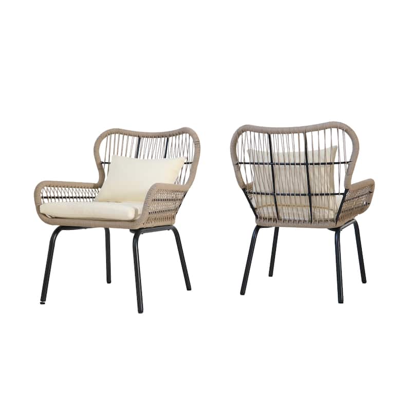 Southport Outdoor Club Chairs (Set of 2) by Christopher Knight Home - brown + beige