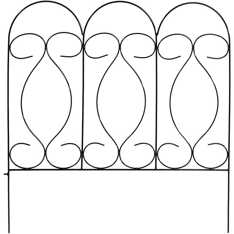 5 Piece Traditional Garden Landscape Border Fence Set 24-Inch - Black - Traditional Style 24 x 24 Inches