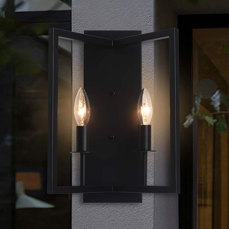 Black Metal Frame Double - Light Wall Sconce