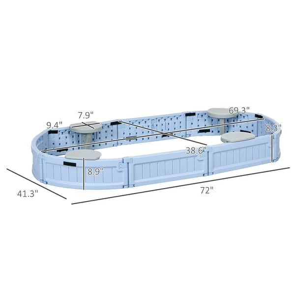 Outsunny Kids Outdoor Sandbox with Cover Garden Bed, Easy Assembly Children's Oval Sandbox for Backyard