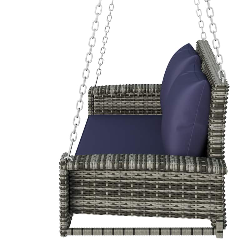 GO 2-Person Wicker Hanging Porch Swing with Chains