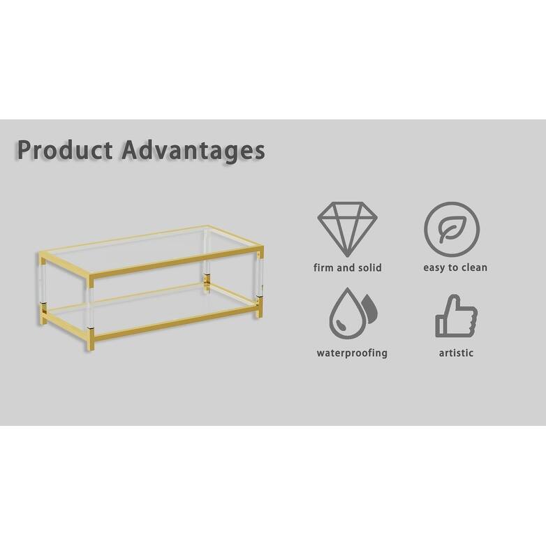 Modern Minimalist Style Gold Metal Frame With Acrylic Leg Coffee Table