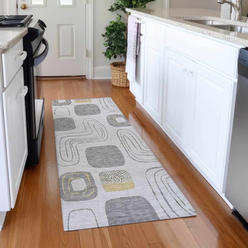 Premium Washable Super Soft Contemporary Elements Mayfield Rug - Gray - 2'3" x 7'6"