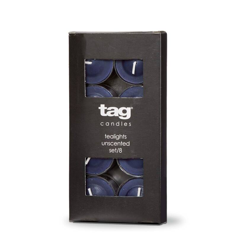 Color Studio Tealight Candles Set of 8 Navy Smokeless Paraffin Wax Burn Time 3 Hrs - Navy Blue