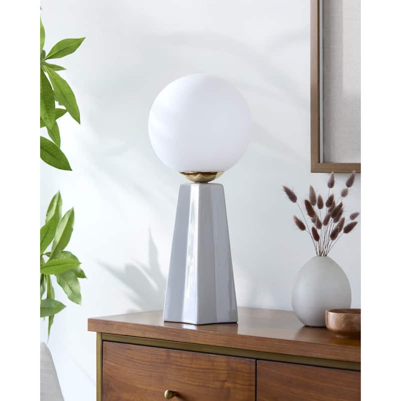 Livabliss Stellan Modern Accent Table Lamp - 18"H x 8"W x 10"D - Gray