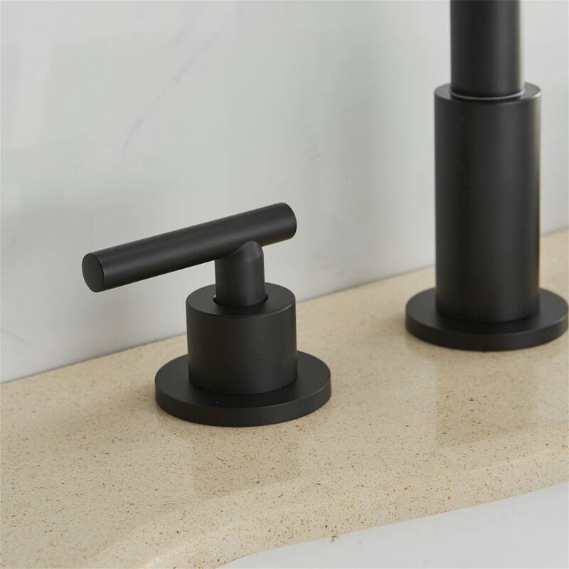 8 Inch Widespread Bathroom Faucet With Drain Assembly 3 Hole Bathroom Sink Faucet Black Double Handle Modern Basin Vanity Taps