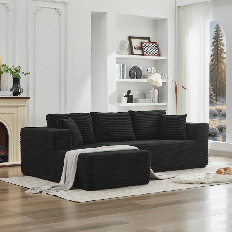 106" Cloud Sectional Couch L-Shape with Left Facing Chaise(Single Seat is not included),Deep Seat Modern Modular Sofa - Black